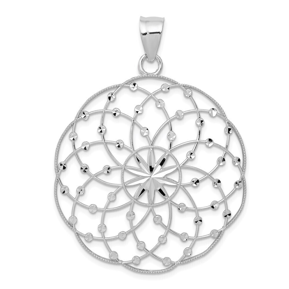 Kazi Luxury 14k White Gold Diamond Cut Sphere Pendant